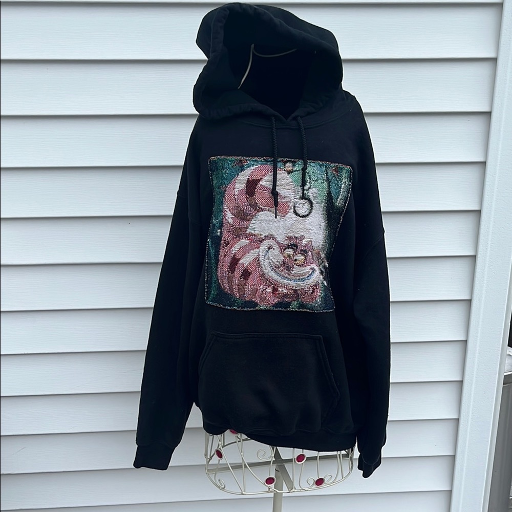 Vendetta Black Hoodie with Cheshire Cat Design